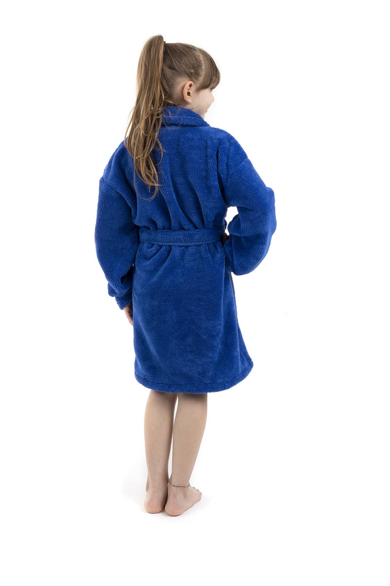 BC BARE COTTON Bare Cotton Kids Microfiber Fleece Shawl Robe - Girls - Royal Blue - Large - Image 2